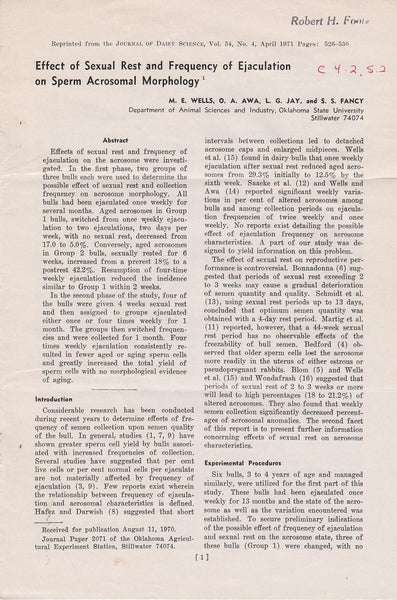 Effect of Sexual Rest and Frequency of Ejaculation on Sperm Acrosomal Morphology