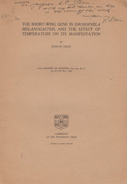 The Short-Wing Gene in Drosophila Melanogaster, and the Effect of Temperature on its Manifestation