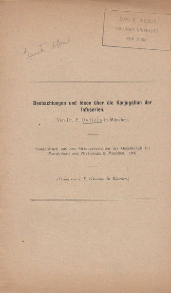 Beobachtungen und Ideen uber die Konjugation der Infusorien
