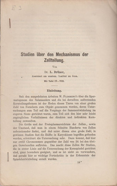 Studien uber den Mechanismus der Zellteilung
