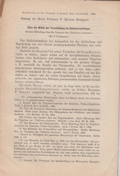Uber die Mittel der Formbildung im Radiolarienkorper