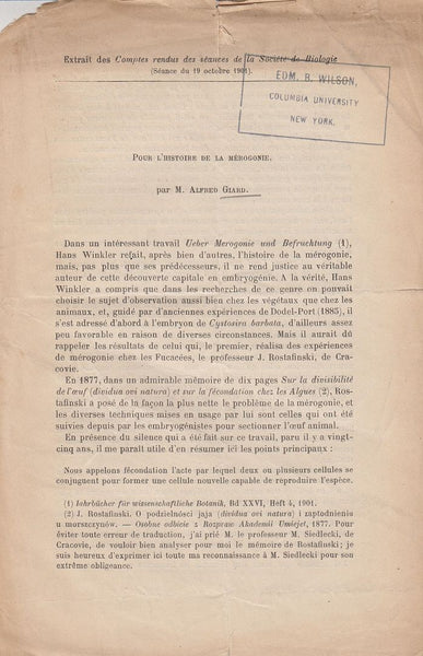 Pour L'Histoire de la Merogonie