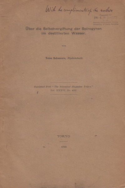 Uber die Selbstvergiftung der Spirogyren im destillierten Wasser