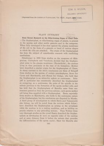 Plant Cytology: Some Recent Research on the Cilia-forming Organ of Plant Cells