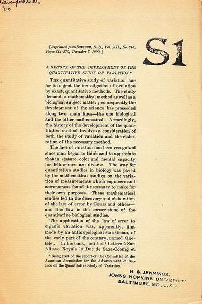 A History of the Development of the Quantitative Study of Variation