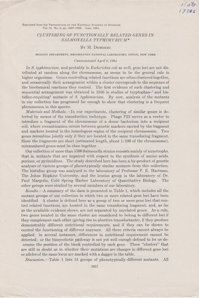Clustering of Functionally Related Genes in Salmonella Typhimurium