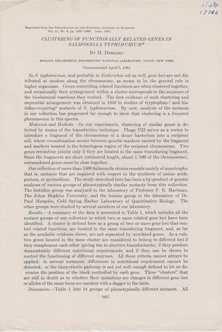 Clustering of Functionally Related Genes in Salmonella Typhimurium