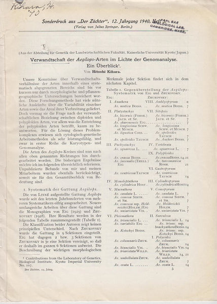 Verwandtschaft der Aegilops-Arten im Lichte der Genomanalyse. Ein Uberblick