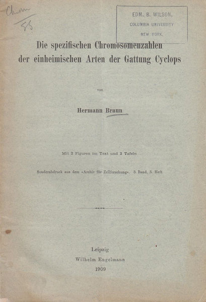 Die Spezifischen Chromosomenzahlen der einheimischen Arten der Gattung Cyclops