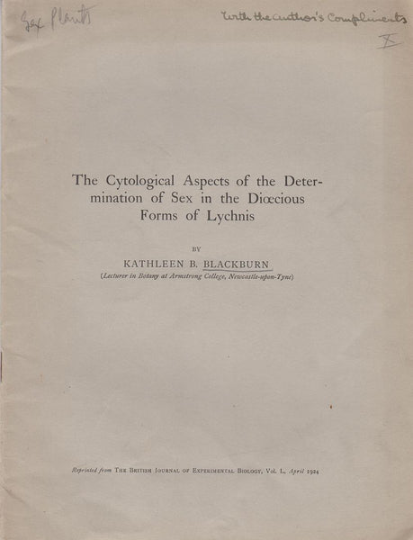 The Cytological Aspects of the Determination of Sex in the Dioecious forms of Lychnis