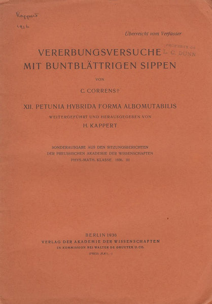 Vererbungsversuche mit Buntblattrigen Sippen. XII. Petunia Hybrida forma Ablbomutabilis