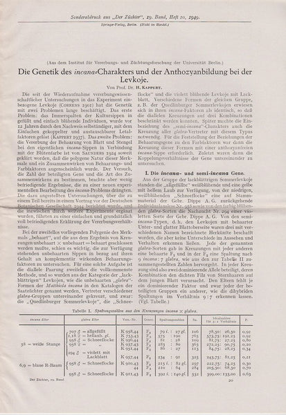 Die Genetik des incana Charakters und der Anthozyanbildung bei der Levkoje