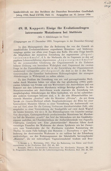 Einige fur Evolutionsfragen interessante Mutationen bei Matthiola