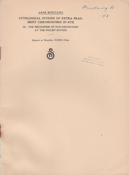 Cytological Studies of Extra Fragment Chromosomes in Rye III. The Mechanism of Non-Disjunction at the Pollen Mitosis