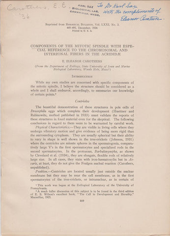 Components of the Mitotic Spindle with Especial Reference to the Chromosomal and Interzonal Fibers in the Acrididae
