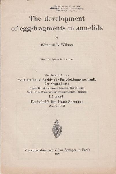 The Development of Egg-Fragments in Annelids