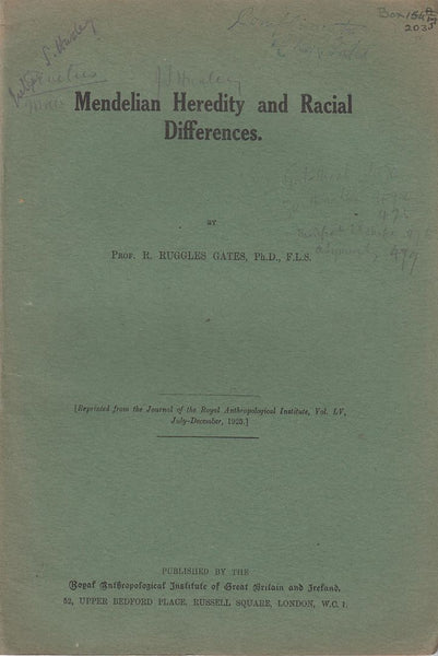 Mendelian Heredity and Racial Differences