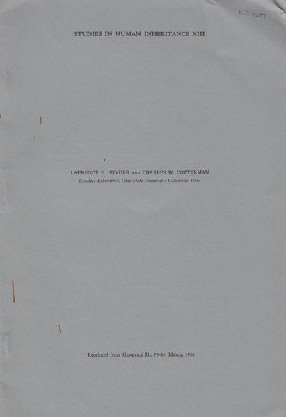 Studies in Human Inheritance XIII