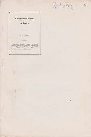 Chromosome Botany, A Review