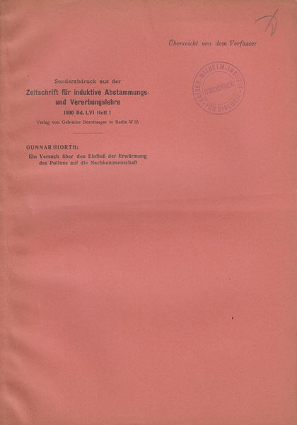 Ein Versuch uber den Einflub der Erwarmung des Pollens auf die Nachkommenschaft