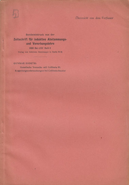 Genetische Versuch mit Collinsia. III. Koppelungsuntersuchungen bei Collinsia bicolor