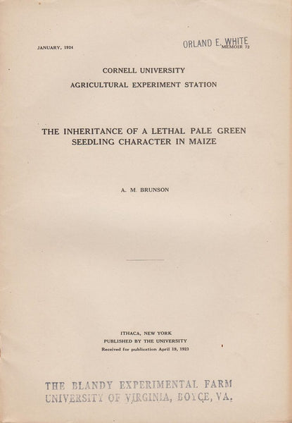 The Inheritance of a Lethal Pale Green Seedling Character in Maize