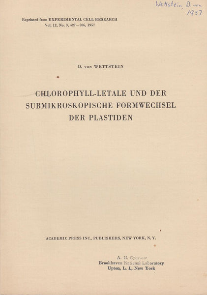 Chlorophyll-Letale und der Submikroskopische Formwechsel der Plastiden
