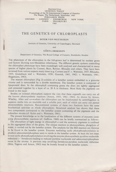 The Genetics of Chloroplasts