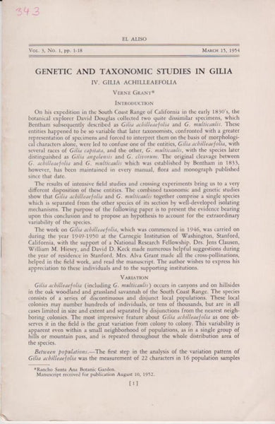 Genetic and Taxonomic Studies in Gilia IV. Gilia Achilleaefolia