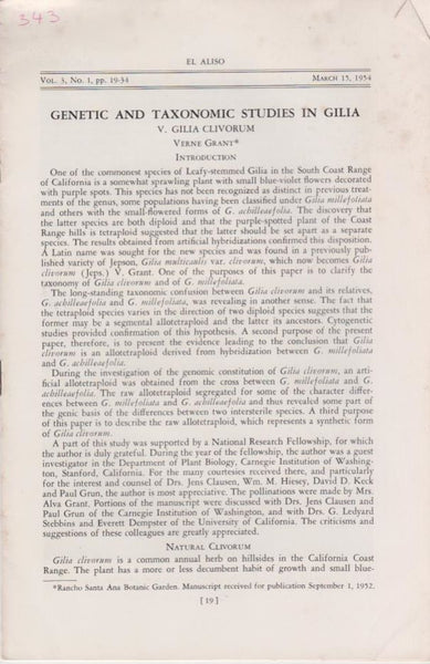 Genetic and Taxonomic Studies in Gilia V. Gilia Clivorum