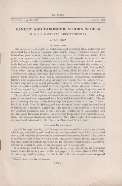 Genetic and Taxonomic Studies in Gilia II. Gilia Capitata Abrotanifolia