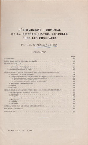 Determinisme Hormonal de la Differenciation Sexuelle Chez les Crustaces