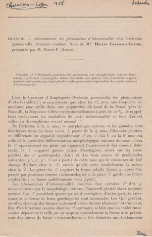 Determinisme des phenomenes d'intersexualite chez Orchestia gammarella