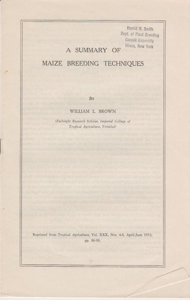 A Summary of Maize Breeding Techniques