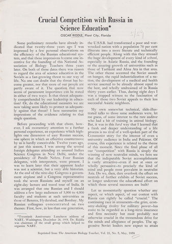 Crucial Competition with Russia in Science Education