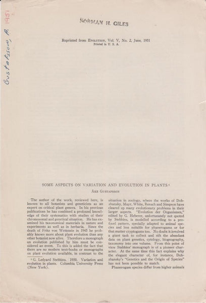 Some Aspects on Variation and Evolution in Plants
