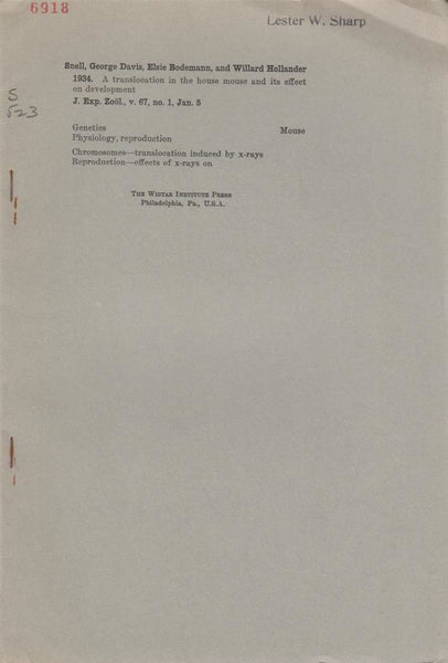 A Translocation in the House Mouse and its Effect on Development