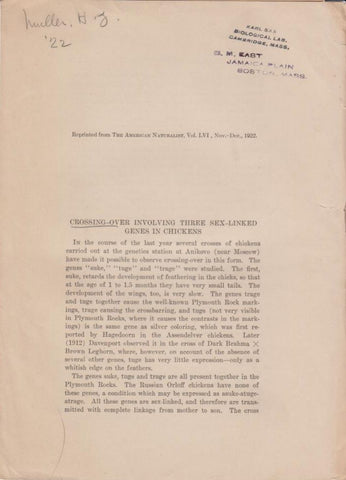 Crossing-Over Involving Three Sex-Linked Genes in Chickens