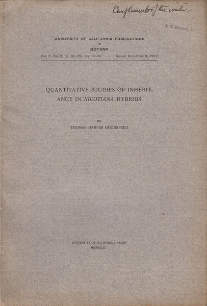 Quantitative Studies on Inheritance in Nicotiana Hybrids