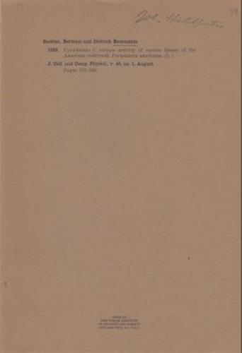 Cytochrome C Oxidase Activity of Various Tissues of the American Cockroach, Periplaneta americana (L.)