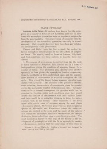 Plant Cytology: Apogamy in the Ferns