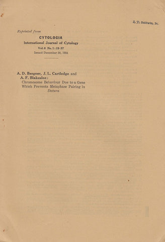 Chromosomes Behavior Due to a Gene which Prevents Metaphase Pairing in Datura