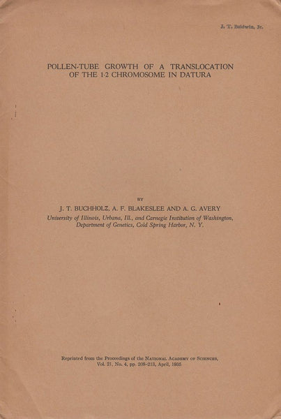 Pollen-Tube Growth of a Translocation of the 1-2 Chromosome in Datura