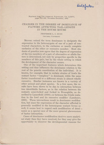 Changes in the Degree of Dominance of Factors Affecting Tail-Length in the House Mouse
