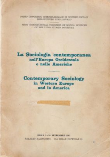 La Sociologia Contemporanea Nell'Europa Occidentale e Nelle Americhe  Contemporary Sociology in Western Europe and in America