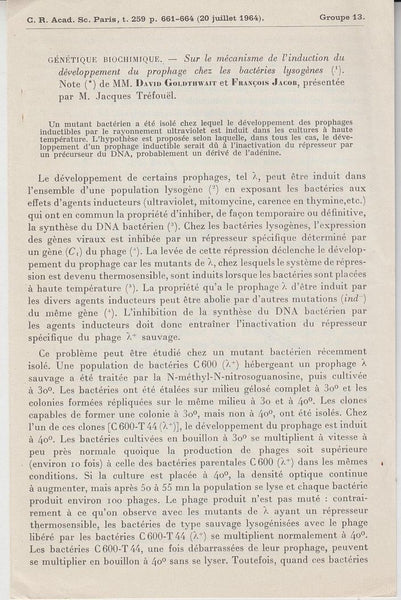 Sur le mecanisme de l'induction du development du prophage chez les bacteries lysogenes