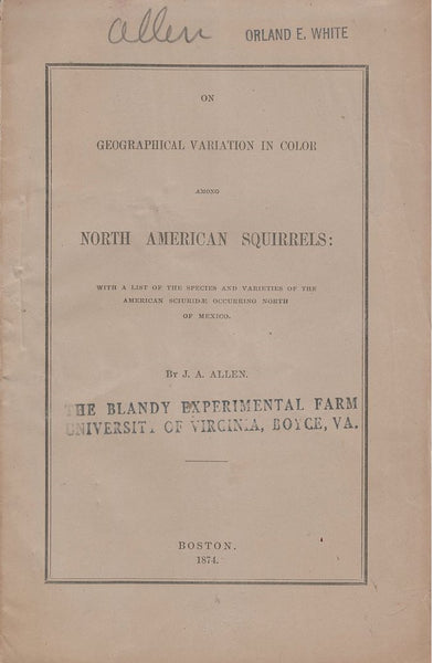 On Geographical Variation in Color among North American Squirrels: with a list of the species and varieties of the American Sciuridae Occurring North of Mexico
