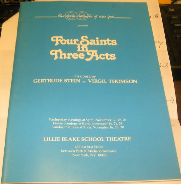 Four Saints in Three Acts playbill Lillie Blake School Theatre and photocopies of Thompson Letters etc