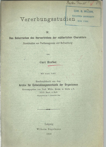 5 offprints Curt Herbst Zoologist 1866-1946