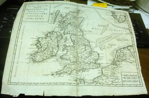 Nuova Carta dell' Isole Britanniche divise nei tre Regni d'Inghilterra, di Scozia, e d'Irlanda